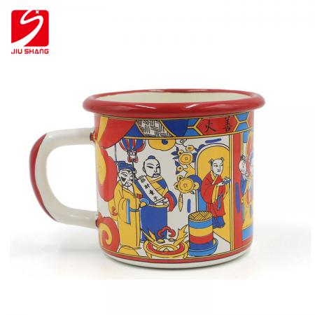 350ml new Chiness style 0.6mm extre thick enamel cup with handle 