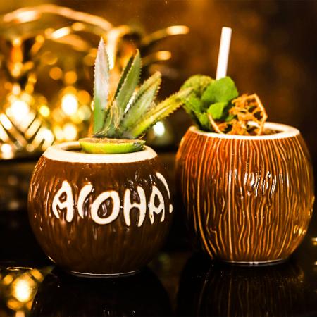 Hawaiian style coconut cup cocktail glass tiki cup 