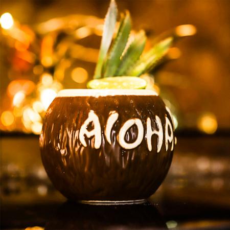 Hawaiian style coconut cup cocktail glass tiki cup 