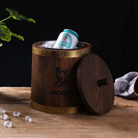 Vintage Oak Ice Bucket Customizable Various Styles 