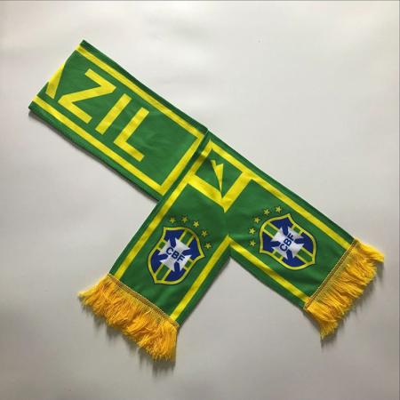 World Cup Cotton Wool Fan Scarf Custom Brazil Football Scarf Souvenir Polyester Scarf Heat Transfer 