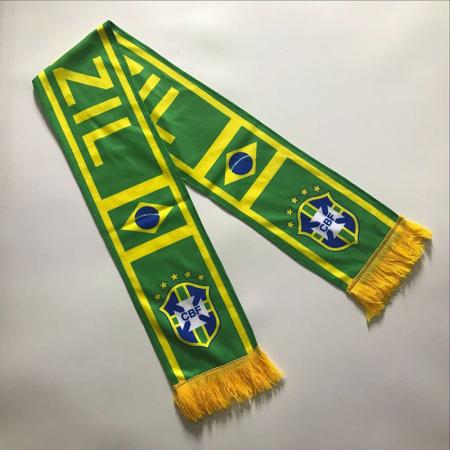 World Cup Cotton Wool Fan Scarf Custom Brazil Football Scarf Souvenir Polyester Scarf Heat Transfer 